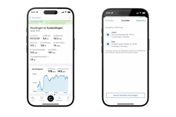 Smartphone mit eBike Flow App von Bosch E-Bike Systems.