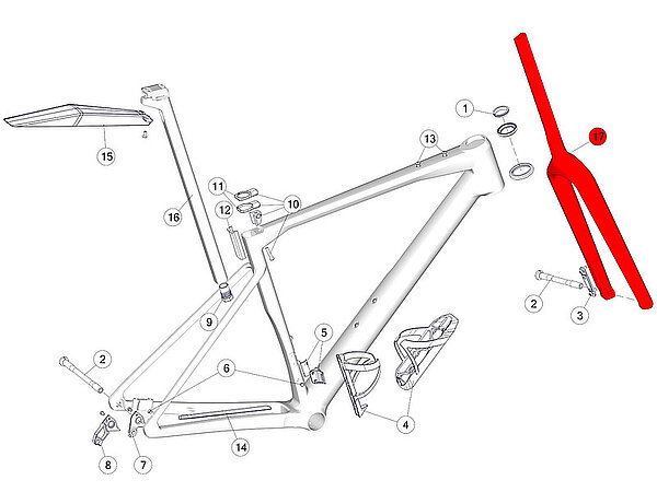 Explosionszeichnung eines Fahrrads von BMC.
