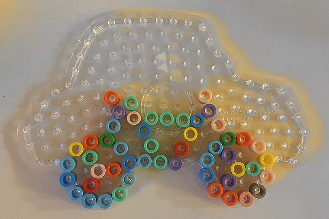 Bild mit Bügelperlen, das ein Fahrrad zeigt