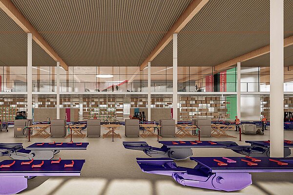 Velofabrik mit Fliessbändern