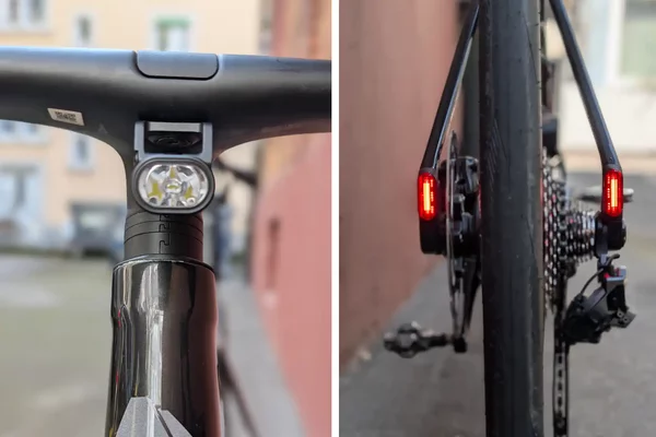 Front und Rücklicht an einem E-Bike von Canyon.