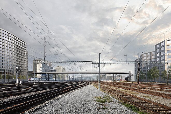 Der Negrellisteg ist eine Fussgängerbücke über das Gleisfeld des Hauptbahnhofs Zürich.