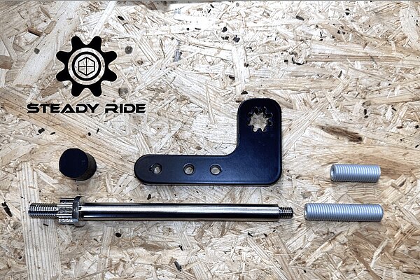 Der Prototyp der SteadyRide Steckachse verfügt über mehrere Adapter.