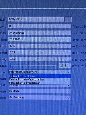 Licht am E-Bike nachrüsten. Tipps und Tricks. Screenshot einer PC-Software.