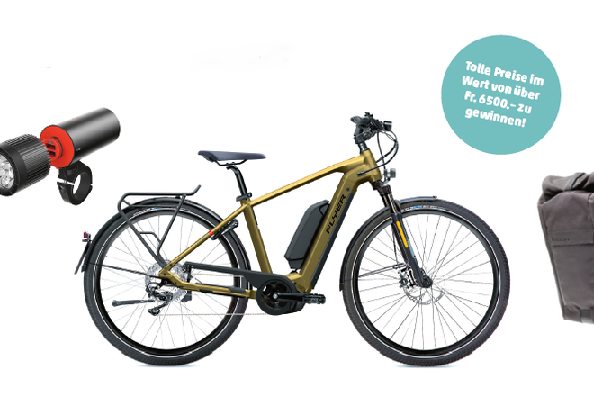E-Bike, Fahrradlicht und ein Rucksack