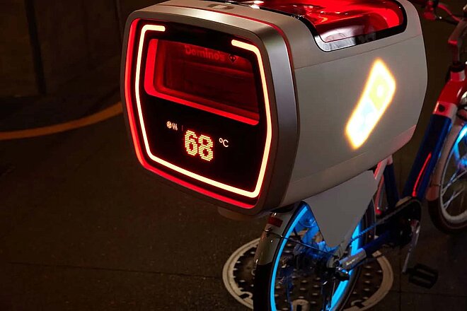 Dominos DXB Pizza E-Bike. 