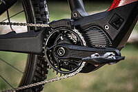 Kurbel und Motor eines E-Bikes
