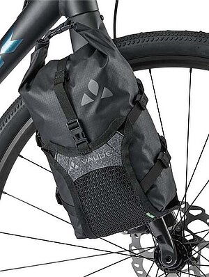 Rückruf Vaude Trailmulti Fahrradtasche. Tasche an der Gabel eines Fahrrads.