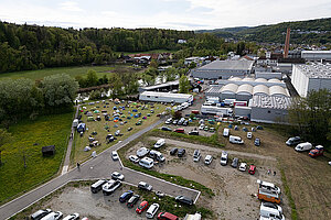 Luftaufnahme eines Industrieareals in Deutschland. 