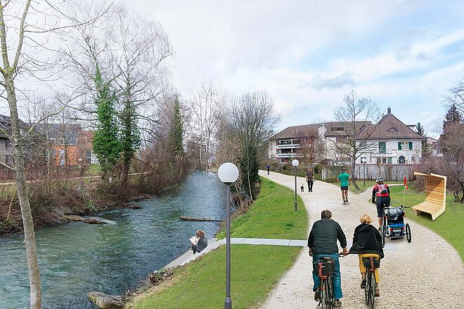Visualisierung eines Wegs entlang des Flusses Glatt