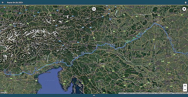 Karte mit GPS Tracking Koordinaten