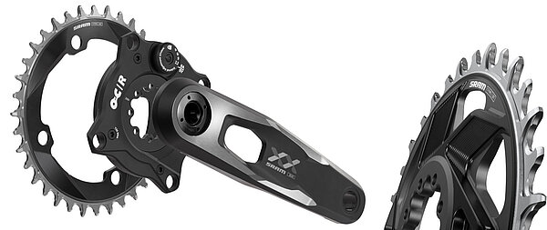 Sram XX DH Kurbel und Kettenblatt.