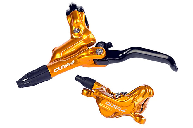 Formula 10 Jahre Support. Bremshebel für Mountainbikes mit goldenem Bremskörper von Formula.