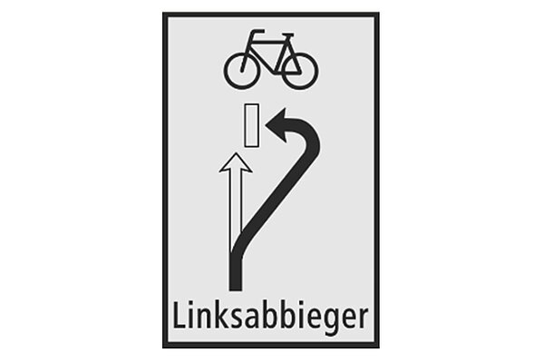 Schild indirektes linksabbiegen schwarz weiss