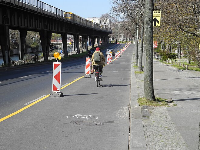 Pup-up-Radweg in Berlin.