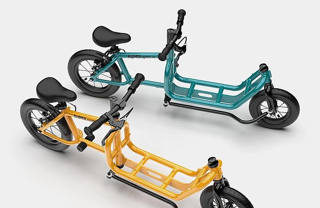 Cargo-laufrad für Kinder in petrol und gelb