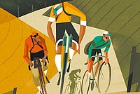 Kunstkabine Riccardo Guasco. Zeichnung von Radrennfahrern. 