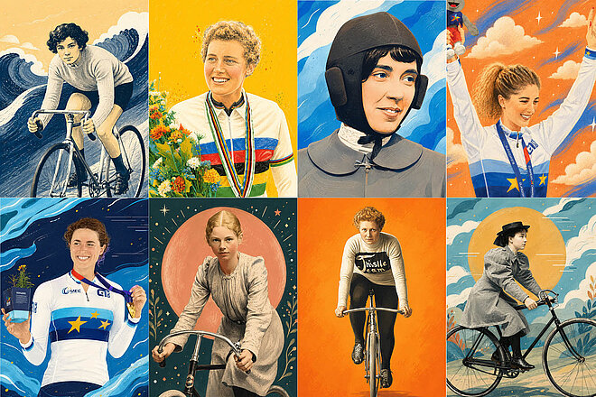 Collage Frauen Radsportlerinnen