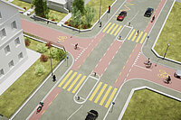 Illustrationen der Velokonferenz Schweiz zeigen gute Veloinfrastruktur.