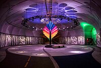 bunte Sonnenuhr mitten im Velotunnel zwischen Fyllingsdale und Minde im norwegischen Bergen.