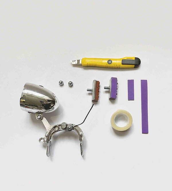 DIY-Anleitung für eine Nachtlampe aus einer Felgenbremse und Retrolampe