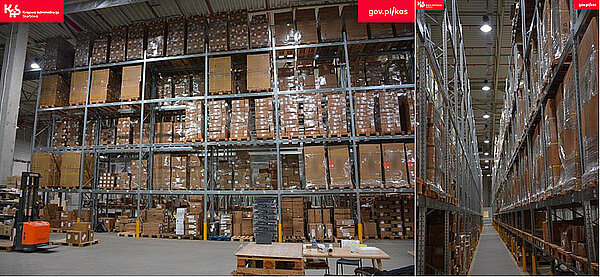 China E-Bikes Zollbetrug. Warenlager mit vielen Kartons.