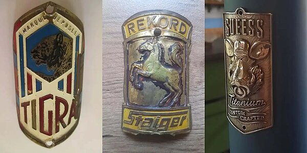 Veloemblem Steuerkopflogo Tiere wie Tigra, Süess Wildschwein und Staiger Pferd