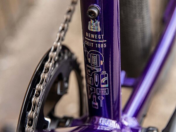 Nahaufname eines Fahrradantriebs mit Einfach-Kettenblatt