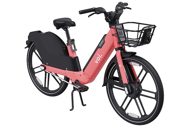 Mit diesen E-Bikes will der Sharinganbieter Voi neue Kundengruppen erreichen. Sharing E-Bike des Anbieters Voi